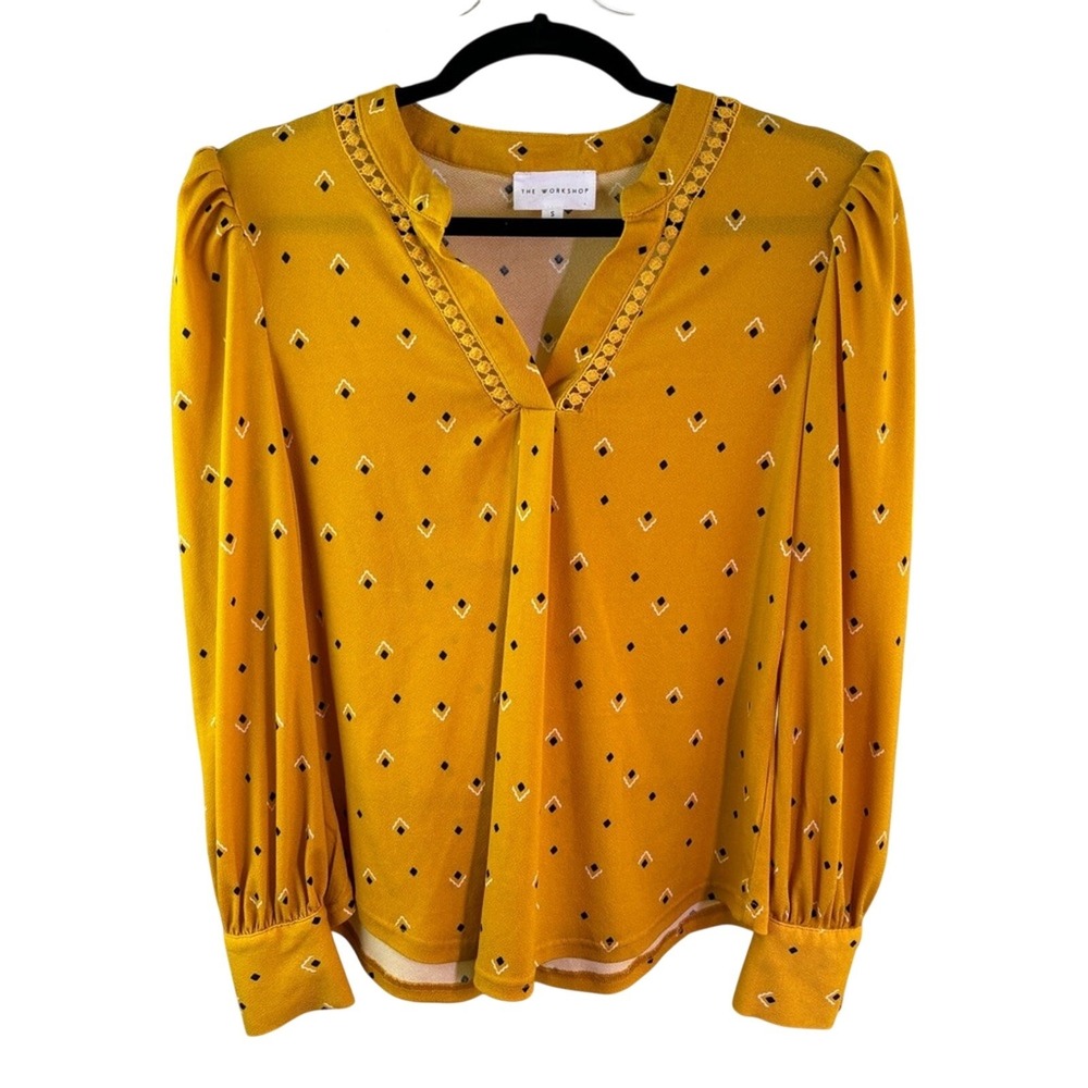 The‎ Workshop Women's Long Sleeve Blouse Top Yellow size S Cottagecore Summer
